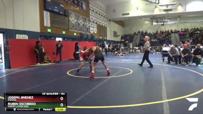 132 lbs Cons. Round 2 - Joseph Jimenez, Pomona vs Ruben Escobedo, Martin Luther King