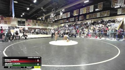 132 lbs Champ. Round 3 - Ryan Espiritu, Vacaville vs Draven Lukata, Birmingham