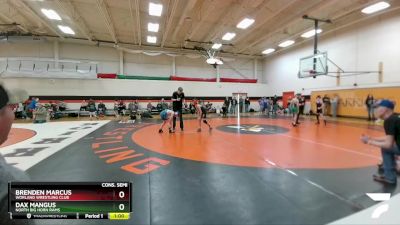 92 lbs Cons. Semi - Brenden Marcus, Worland Wrestling Club vs Dax Mangus, North Big Horn Rams