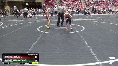 76 lbs Champ. Round 2 - Ashton Tuzson, Scottsbluff Wrestling Club vs Gunner Killingsworth, Honey Badger