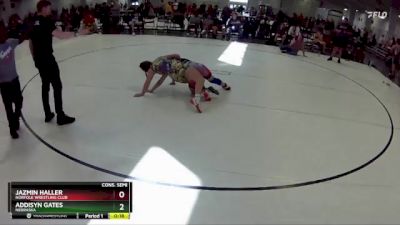 113 lbs Cons. Semi - Addisyn Gates, Nebraska vs Jazmin Haller, Norfolk Wrestling Club