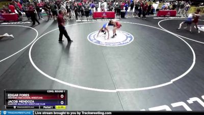 145 lbs Cons. Round 1 - Edgar Fores, Western High School Wrestling vs Jacob Mendoza, Hanford Bullpups Wrestling Club