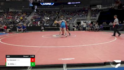 285 lbs Quarterfinal - Bryce Mills, Owen Valley vs Austin Vanover, Evansville Mater Dei