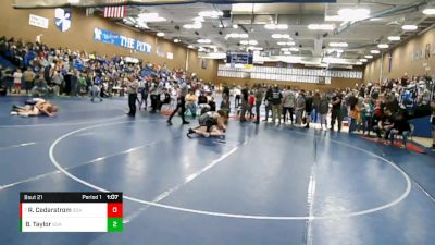 135 lbs Quarterfinal - Rylan Cedarstrom, Wasatch vs Brock Taylor, Team Prestige