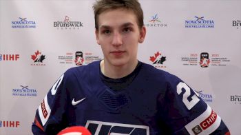 Canadiens Prospect Lane Hutson Discusses USA's 6-2 Win Over Finland