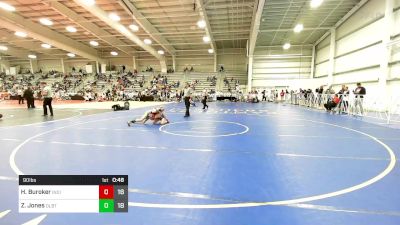 90 lbs Rr Rnd 1 - Harrison Buroker, Indiana Outlaws Green vs Zander Jones, Dueling Bandits