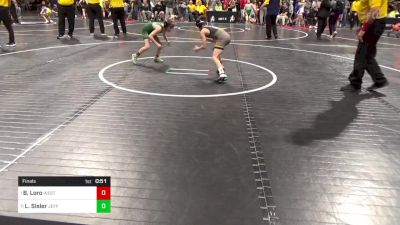 65 lbs Final - Brady Loro, West Chester Rustin vs Levi Sisler, Jefferson Morgan