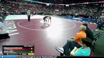 Girls 107 lbs Cons. Round 2 - Megan Schuenemann, Plymouth Girls vs Emma Hady, Richland Center Girls