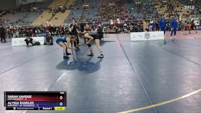 130 lbs Semis & 3rd Wb (16 Team) - Sarah Savidge, Life University vs Alyssa Randles, University Of Providence