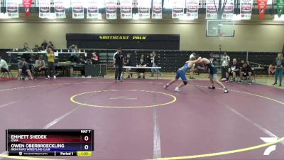 165 lbs Cons. Semi - Owen Oberbroeckling, Iron Rams Wrestling Club vs Emmett Shedek, Iowa