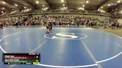 80 lbs Quarterfinal - Brayden Duke, Odessa Youth Wrestling Club-AAA vs John Vail, Lawson Youth Wrestling Club-AA