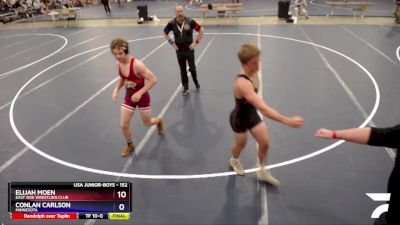 152 lbs Quarterfinal - Elijah Moen, East Side Wrestling Club vs Conlan Carlson, Minnesota