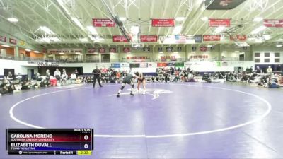 130 lbs 1st Place Match - Carolina Moreno, Southern Oregon University vs Elizabeth Duvall, Texas Wesleyan