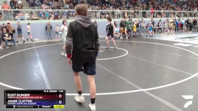 126 lbs Round 2 - Eliot Klinger, Juneau Youth Wrestling Club Inc. vs Asher Clayton, Pioneer Grappling Academy