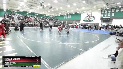 150 lbs 7th Place Match - Alex O`Neil, Hamilton HS vs Natalie Vargas, Santa Ana