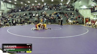 113 lbs Quarterfinals (8 Team) - Caleb Schaefer, Evansville Mater Dei vs Nathan Rioux, Avon