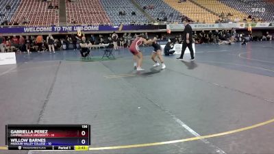 136 lbs Semis (4 Team) - Willow Barnes, Missouri Valley College vs Gabriella Perez, Campbellsville University