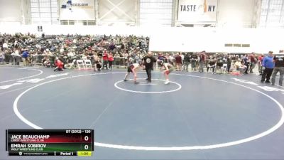 120 lbs Cons. Semi - Jace Beauchamp, LeRoy Wrestling Club vs Emrah Sobirov, Wolf Wrestling Club