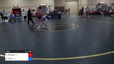 52 kg Cons 32 #1 - Noah Callirgos, Grindhouse Wrestling Club - East vs Wyatt Zeiler, Chugach Eagles Wrestling Club