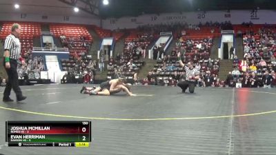 150 lbs Quarterfinals (8 Team) - Joshua McMillan, Romeo HS vs Evan Herriman, Davison HS