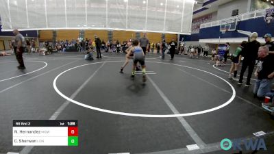 92 lbs Rr Rnd 2 - Nathanul Hernandez, Midwest City Bombers Youth Wrestling Club vs Carson Sherwan, Lions Wrestling Academy