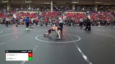 85 lbs Champ. Round 1 - Cole Simon, Wamego Wrestling Club vs Easton Merlo, Open Mats Wrestling Club