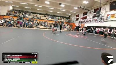 59 lbs Semifinal - Kannon Bassett, North Big Horn Rams vs Augustus Loyning, Powell Wrestling Club