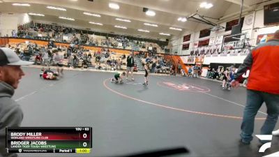 63 lbs Cons. Round 2 - Brody Miller, Worland Wrestling Club vs Bridger Jacobs, Lander Tiger Tough Wrestling