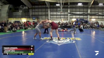 285 lbs Quarterfinal - Liridon Leka, Johnson & Wales University (Rhode Island) vs Mason Sprinkel, Norwich University