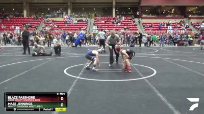 70 lbs Cons. Round 3 - Blaze Passmore, Chase County Wrestling Club vs Mase Jennings, Ark City Takedown Wrestling Cl