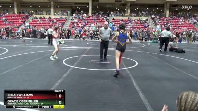 90 lbs Round 3 (6 Team) - Zolah Williams, Greater Heights vs Gracie Obermiller, Nebraska Wrestling Academy