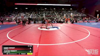 4A-150 lbs Champ. Round 1 - Porter Merritt, Star Valley vs Aiden Herget, Central