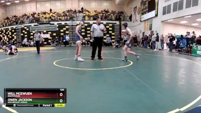 120 lbs Quarterfinal - Owen Jackson, ARCHBISHOP HOBAN vs Will McEwuen, ROOTSTOWN