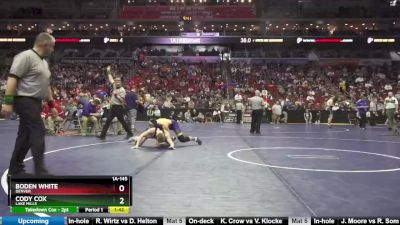 1A-145 lbs Cons. Round 2 - Cody Cox, Lake Mills vs Boden White, Denver