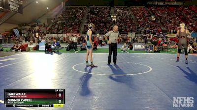 2A 120 lbs Cons. Round 1 - Gunner Capell, West Jefferson vs Liam Walle, Clearwater Valley