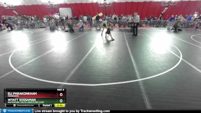 102 lbs Cons. Round 3 - Wyatt Sossaman, Waterford Youth Wrestling Club vs ELi Phrakonkham, Minnesota