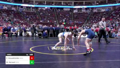 145 lbs Quarterfinal - Cole Householder, Brookville vs Mason Horwat, Derry Area