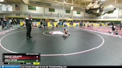 40 lbs 2nd Place Match - Rawley Williams, Camel Kids Wrestling vs Krew Meyer, Colman Area Youth Wrestling