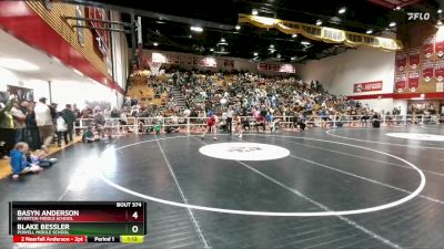 98 lbs Semifinal - Basyn Anderson, Riverton Middle School vs Blake Bessler, Powell Middle School