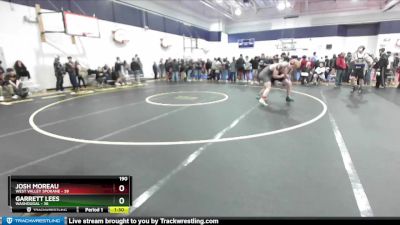 190 lbs Quarterfinal - Garrett Lees, Washougal vs Josh Moreau, West Valley Spokane