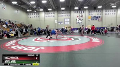 190 lbs Quarterfinal - Uriah Virzi, Paducah Tilghman vs Matt Lapacek, Downers Grove South