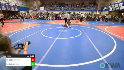 52 lbs Quarterfinal - Colson Beckley, Team Tulsa Wrestling Club vs Logan Highers, Black Fox Wrestling Club