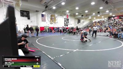 145 lbs Cons. Round 3 - Ethan Boos, Lancaster vs Sid Pillai, La Canada