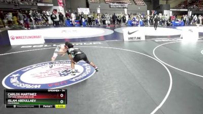 74 lbs Quarterfinal - Islam Abdullaev, California vs Carlos Martinez, Top Dog Wrestling Club