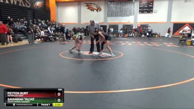 130 lbs Cons. Round 1 - Savannah Talyat, Cedar Rapids Kennedy vs Peyton Burt, Waterloo West