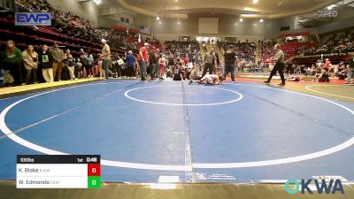 100 lbs Consolation - Kieran Blake, R.A.W. vs Wyatt Edmonds, Caney Valley Wrestling