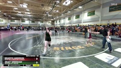 80 lbs Semifinal - Grady Greenhaw, Watford City Wolves vs Braedyn Anderson, Black Hills Wrestling Academy