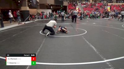 40 lbs Cons. Round 4 - Griffin Marean, WICHITA WRESTLING CLUB vs Teagan Stearns, Ridge Wrestling Club