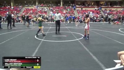 70 lbs Champ. Round 1 - William Hentzen, Carroll Wrestling Club vs Luke Brant, Caney Valley Wrestling