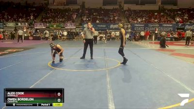 D 1 113 lbs Cons. Round 4 - Owen Bordelon, Lafayette vs Alex Cook, Hahnville